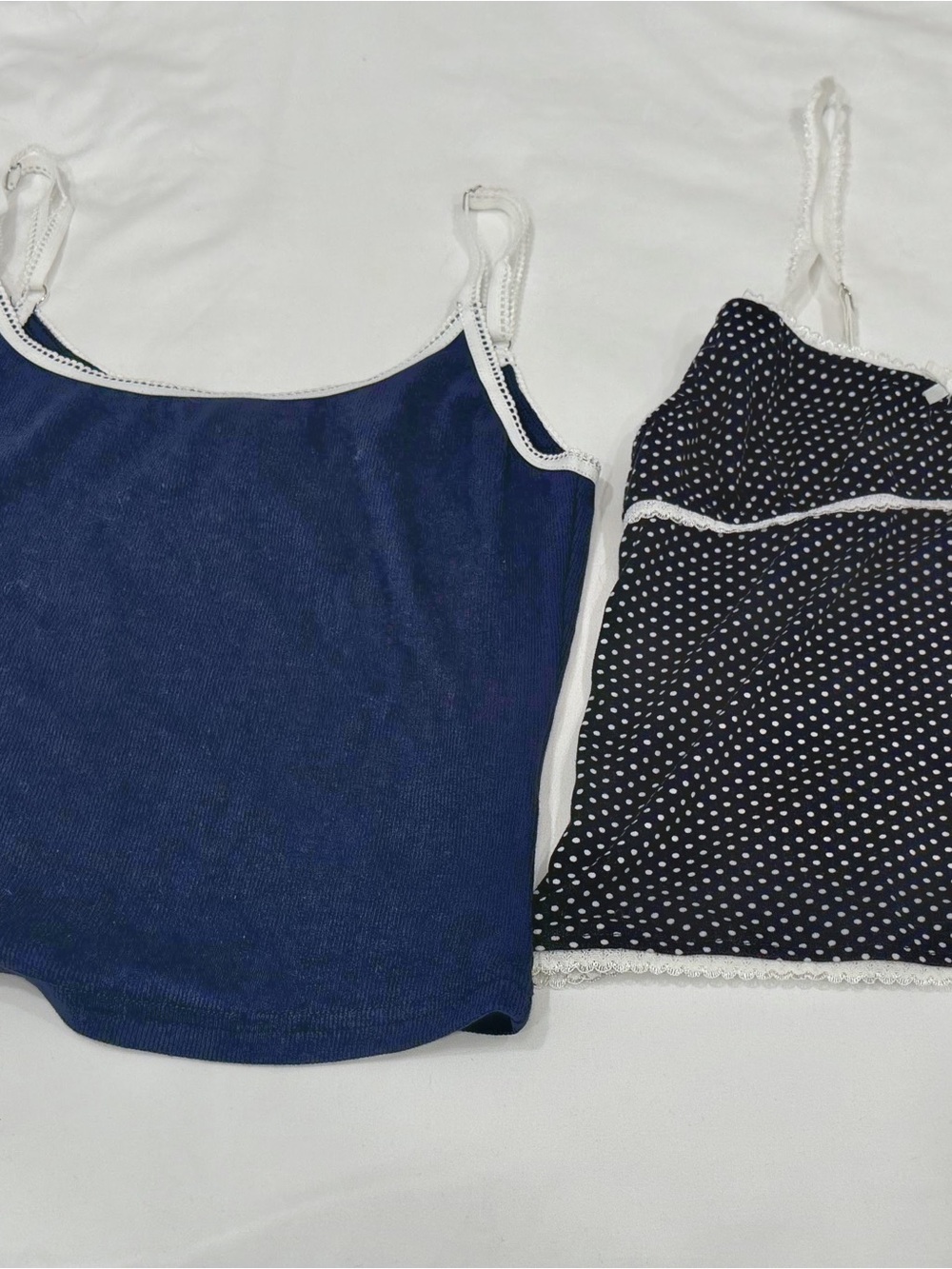 Women's Edikted Black Polka Dot & Solid Blue Cami Tops - Pack of 2